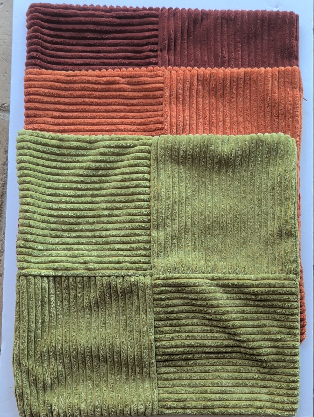 Set of 3 Velvet Accent Pillow Covers - Rust, Orange, Lime Green